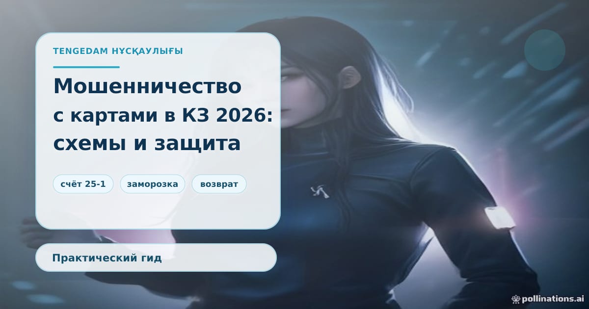 Редакционная иллюстрация TengeDam о мошенничестве с банковскими картами в Казахстане